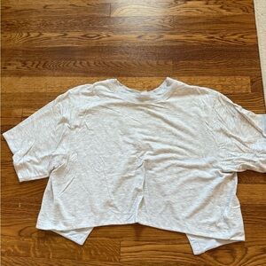 Athleta Light Gray Short Sleeve Bliss Sweatshirt